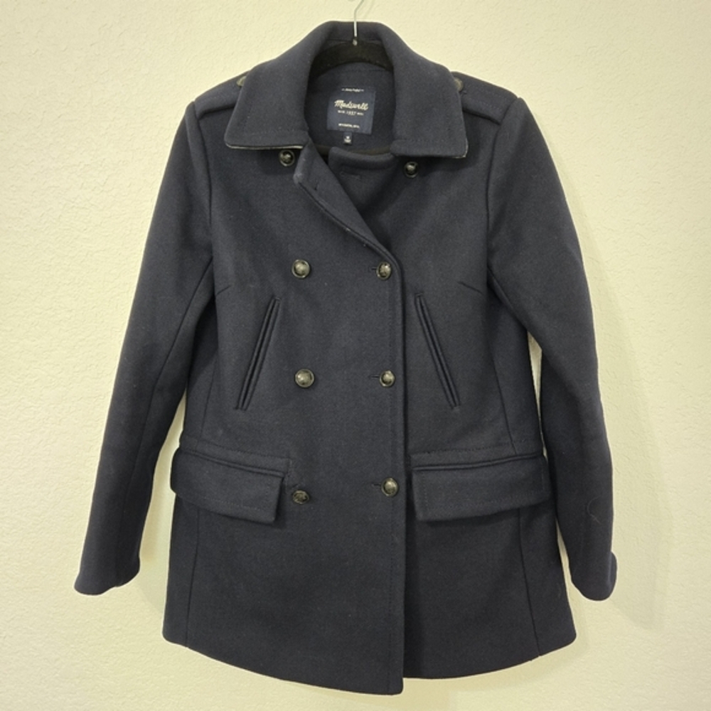 Madewell M Wool Peacoat Double Breasted Navy Button Classic‎ Preppy Casual